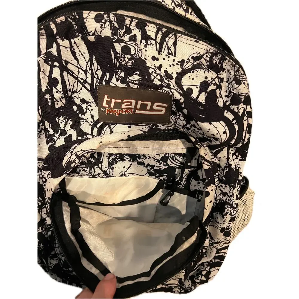 Trans by Jansport Multi section Backpack White Black Inkblot